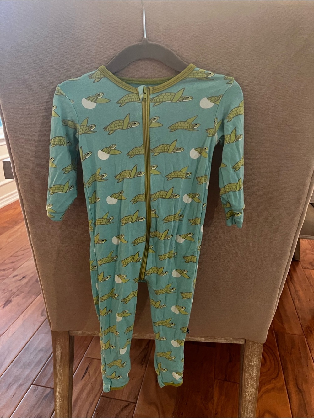 Kickee Pants Teal Turtle Print One-Piece Footie